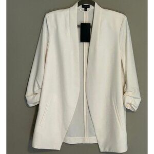 The Limited White Open Front Blazer 3/4 Sleeve Ruched Jacket - Size 8 - NWT